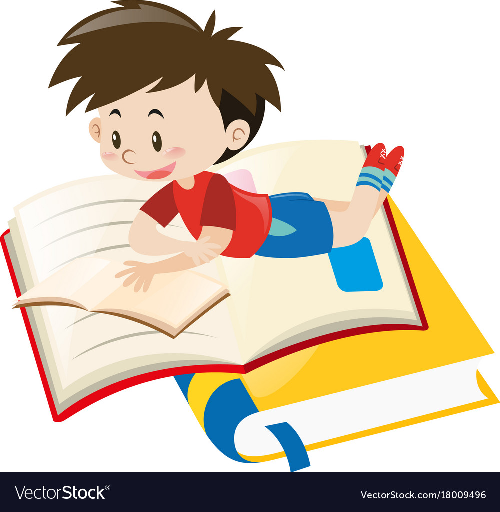 Boy reading book alone Royalty Free Vector Image