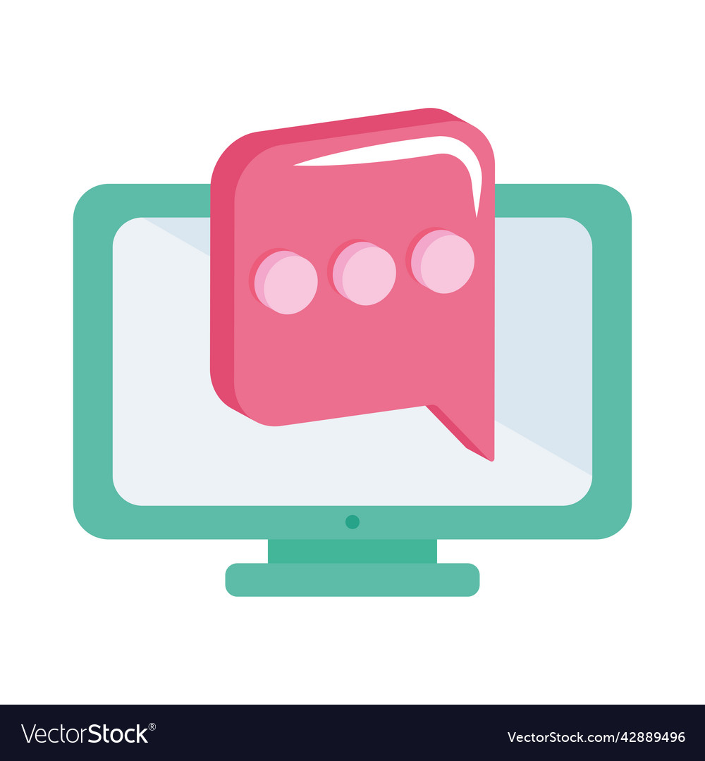 Computer with speech bubble