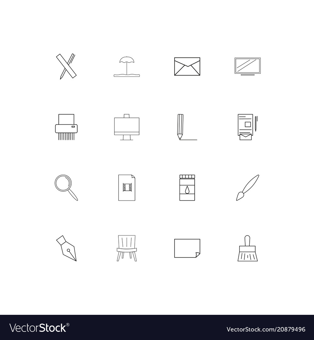 Creative process and design linear thin icons set