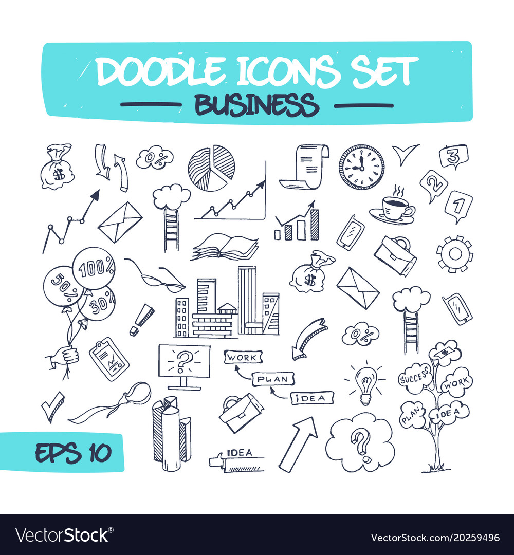 Doodle icons set - business
