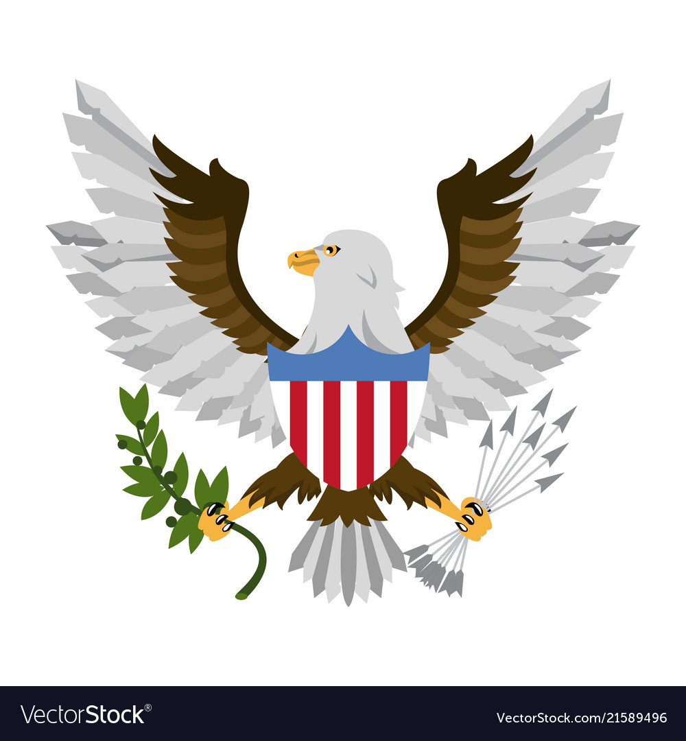 Eagle with arrows and leaves Royalty Free Vector Image