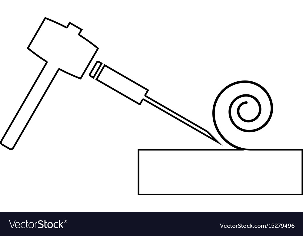 Hammer and wood carpentry the black color icon
