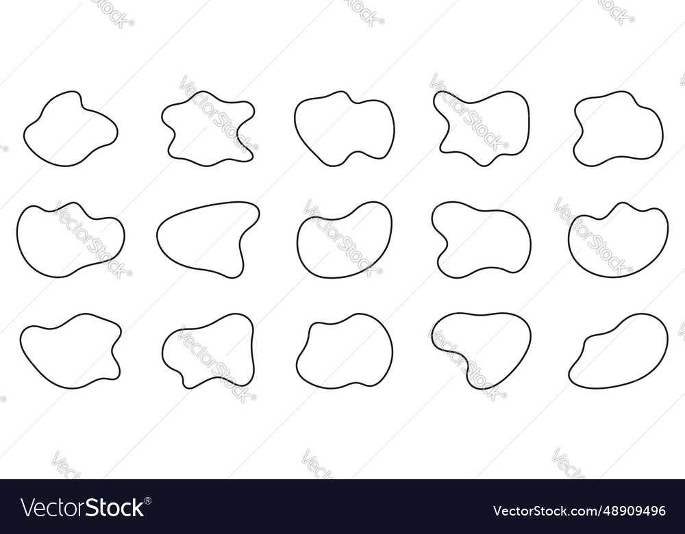 Irregular organic line blob set asymmetric shape vector image Irregular organic line blob set asymmetric shape