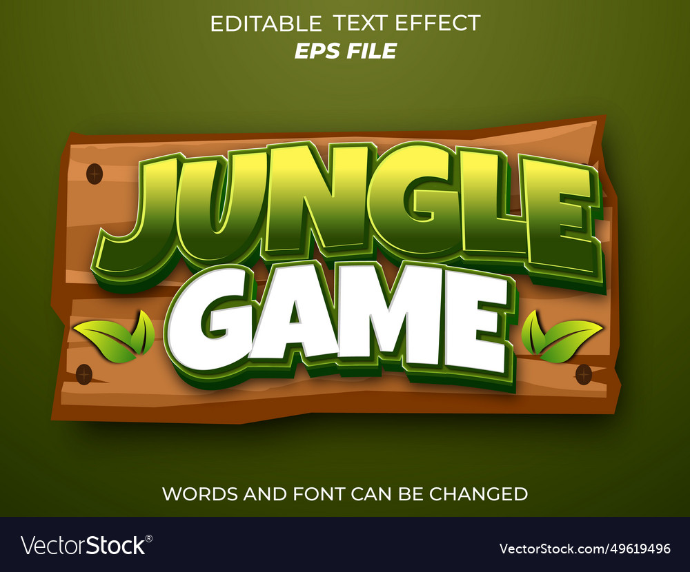 Jungle game text effect font editable typography
