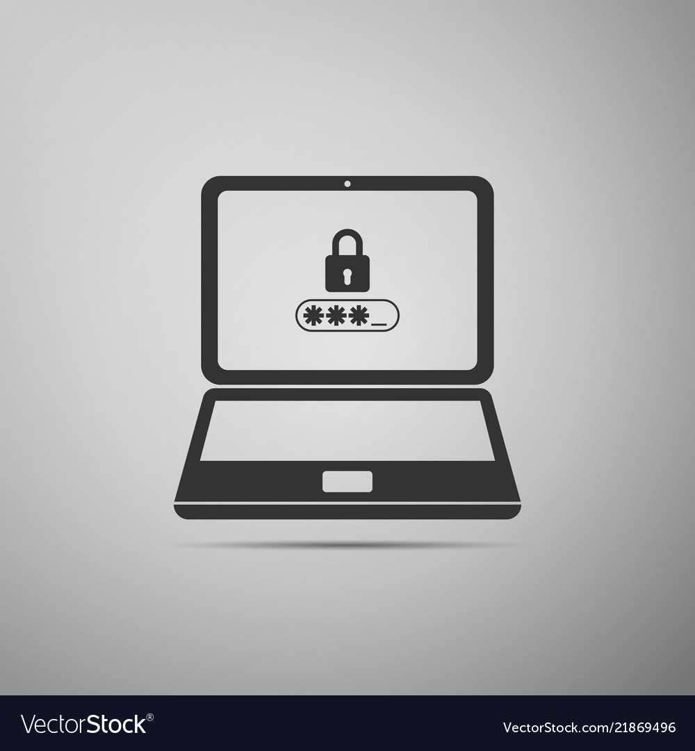 Laptop with lock and password form page on screen