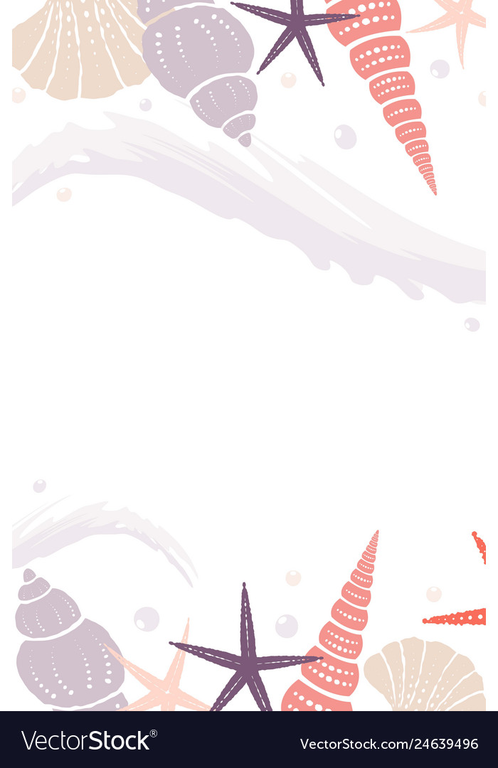 Marine background with wave and shells vector image Marine background with wave and shells