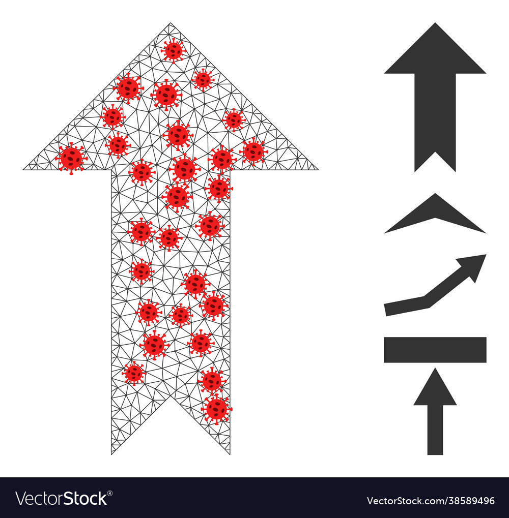 Polygonal network arrow up icon with pathogen vector image Polygonal network arrow up icon with pathogen