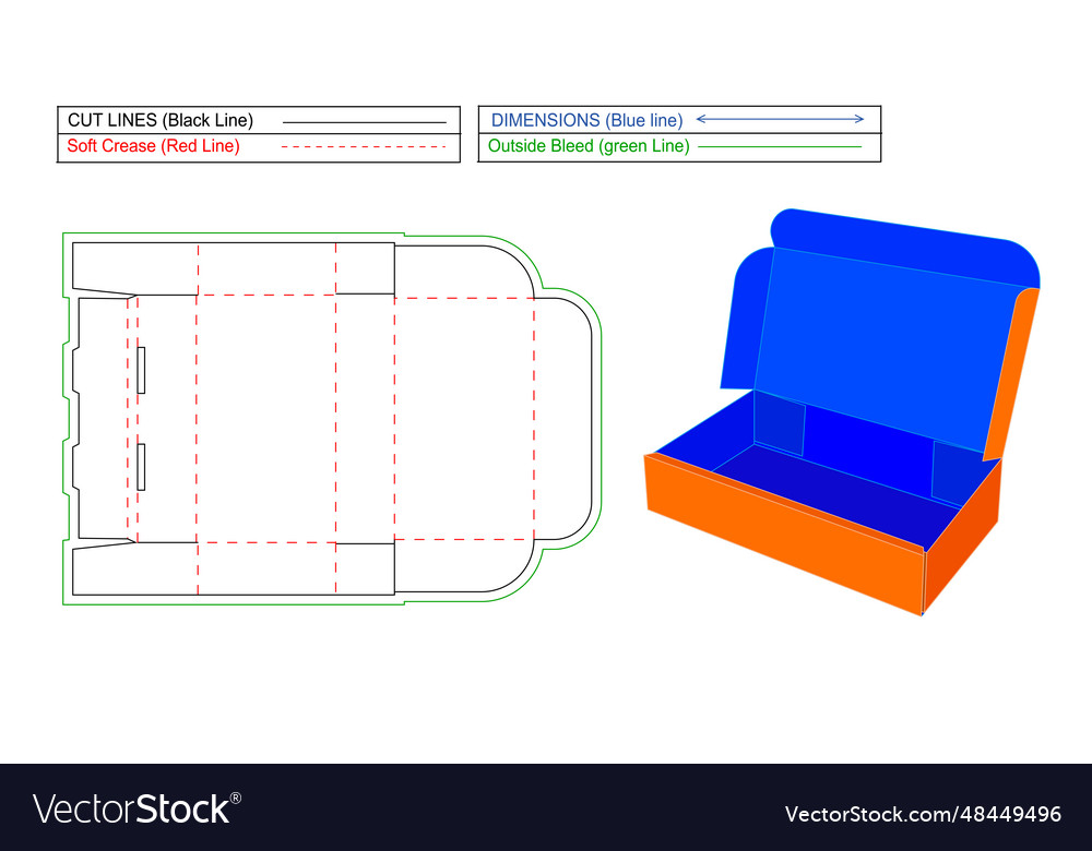 Rett carton box corrugated dieline Royalty Free Vector Image