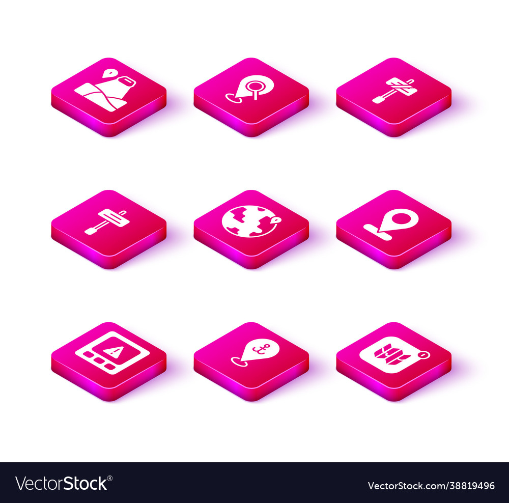 Set gps device error location with anchor road vector image Set gps device error location with anchor road