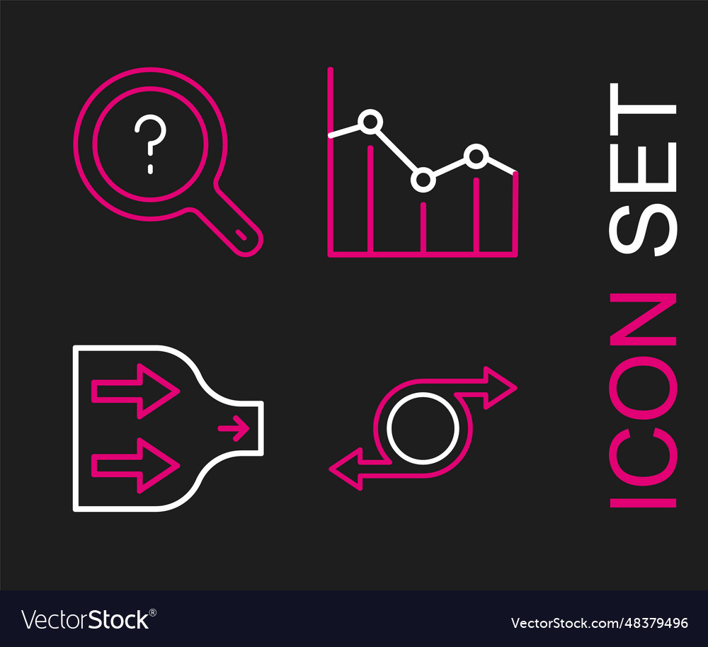 Set line arrow pie chart infographic and unknown vector image Set line arrow pie chart infographic and unknown