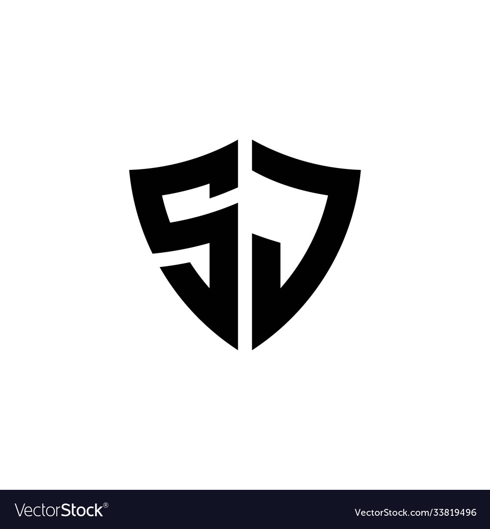 Sj monogram logo with shield shape design template