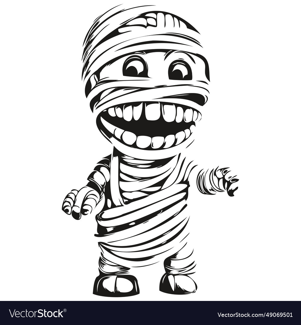 Black And White Mummy Portrait For Halloween Vector Image