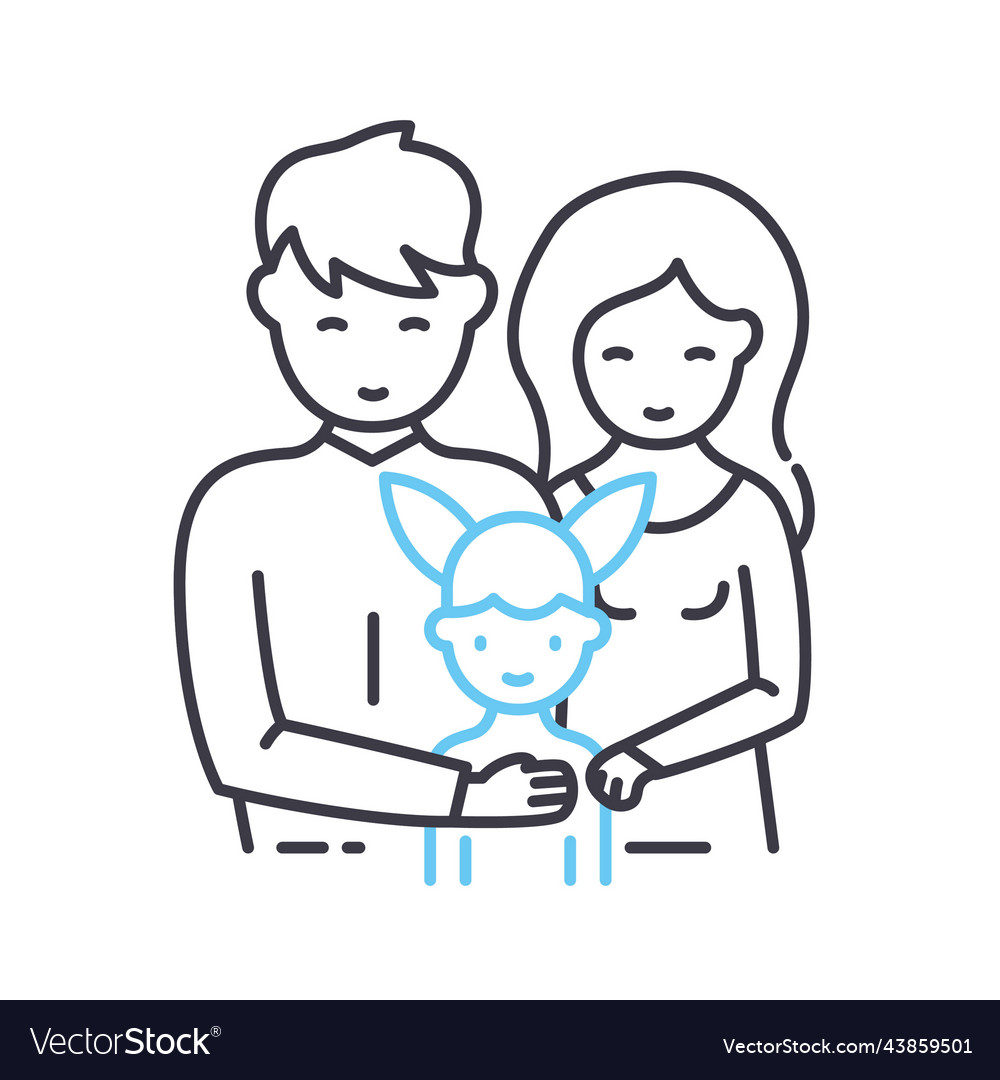 Father mother and daughter line icon outline vector image Father mother and daughter line icon outline