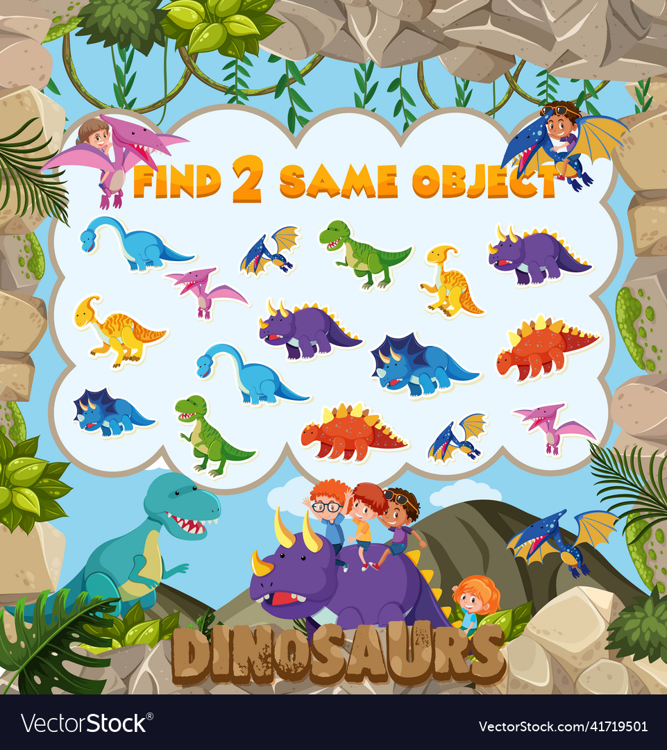 Find object game template of dinosaur