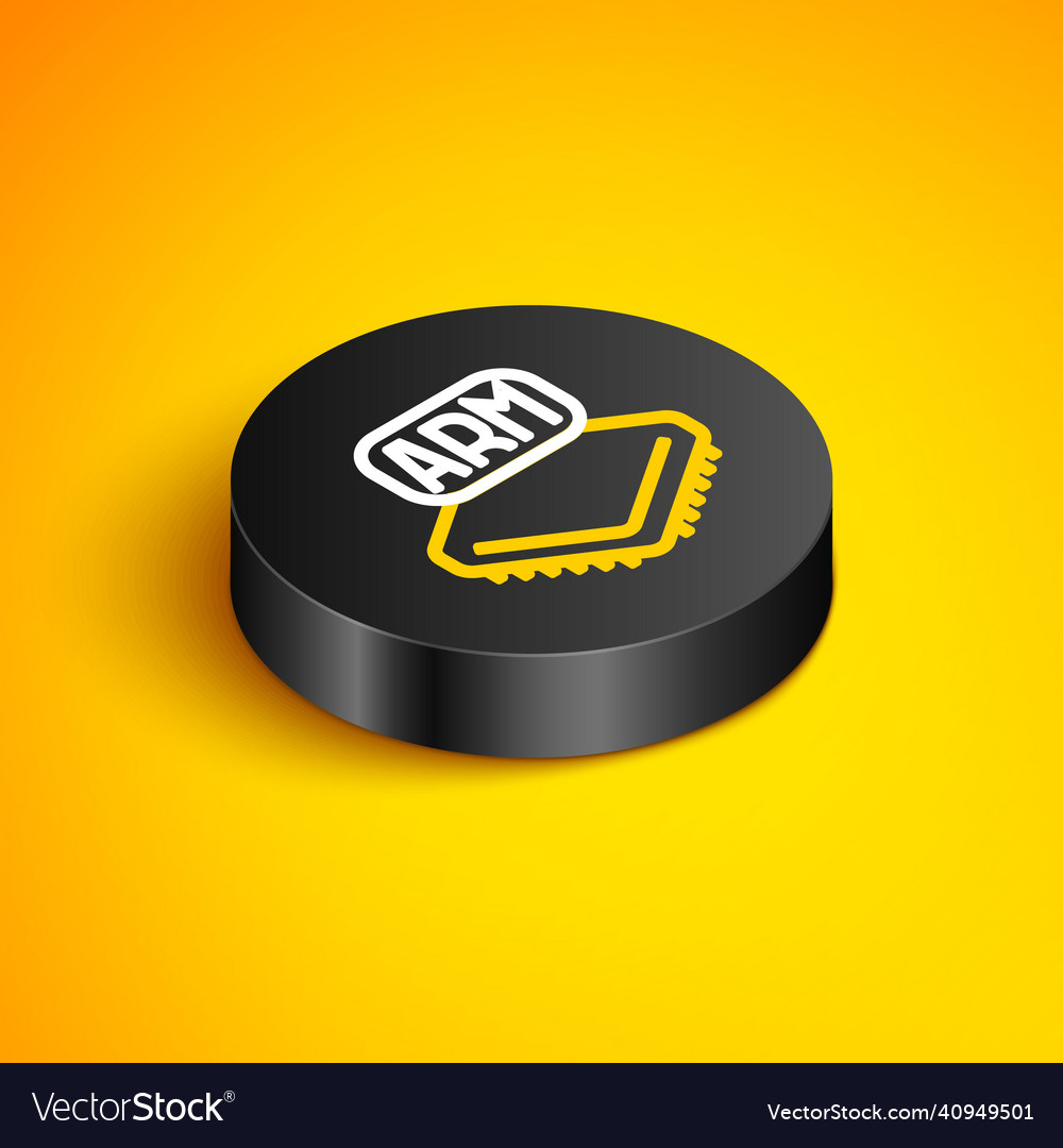 Isometric line processor icon isolated on yellow vector image Isometric line processor icon isolated on yellow