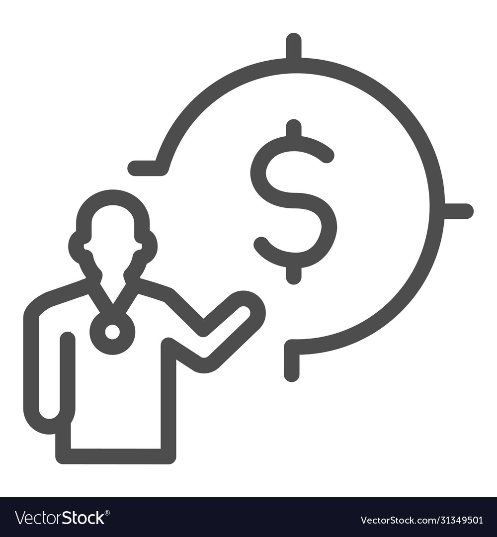 Lecturer and target with dollar line icon