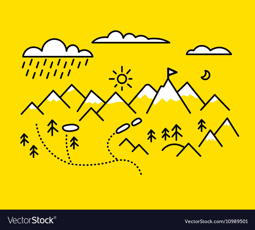 Map Mountains Set Graphic Elements Yellow Black Vector Image