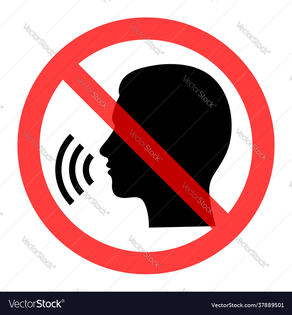 No conversation sign in red crossed out circle Vector Image