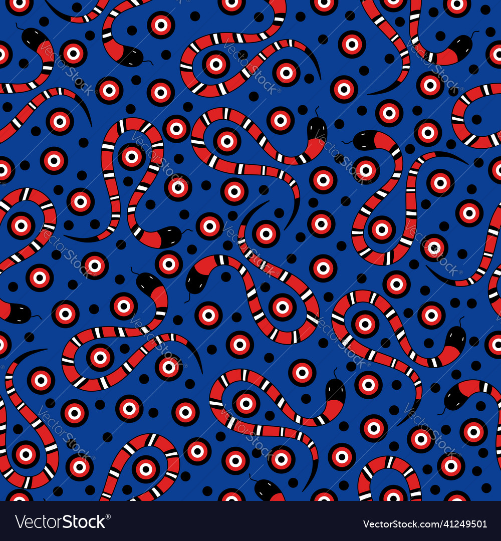 Seamless pattern with various snakes