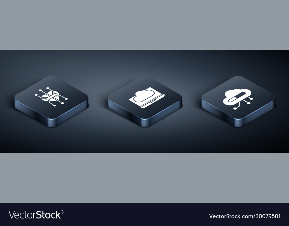 Set isometric processor internet things vector image Set isometric processor internet things