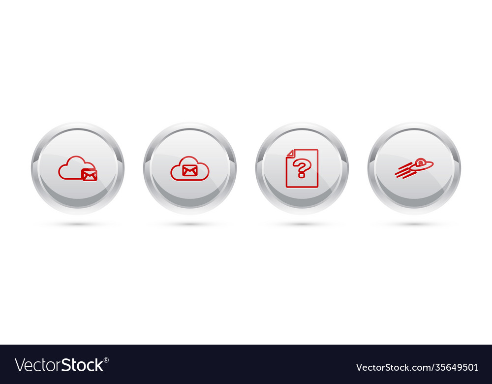 Set line cloud mail server unknown document vector image Set line cloud mail server unknown document