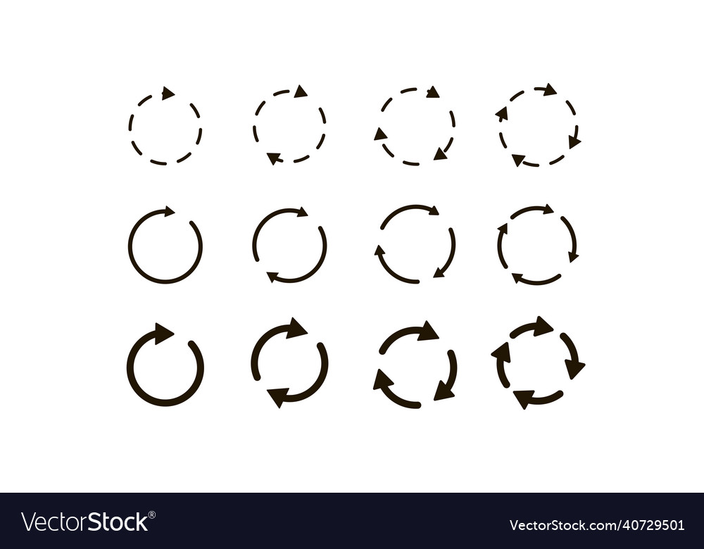 Set of different circular arrows vector image Set of different circular arrows