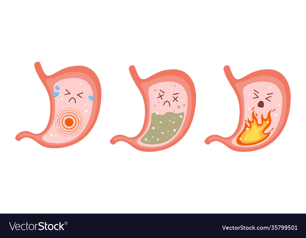 Sick stomach characters stomach pain gastritis Vector Image