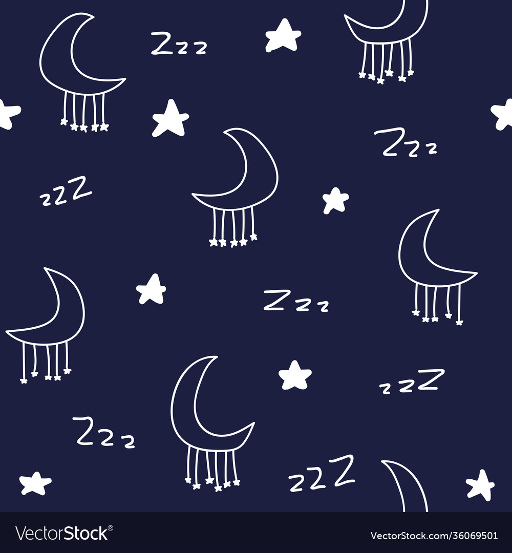 Simple moon doodle repeat pattern design vector image Simple moon doodle repeat pattern design