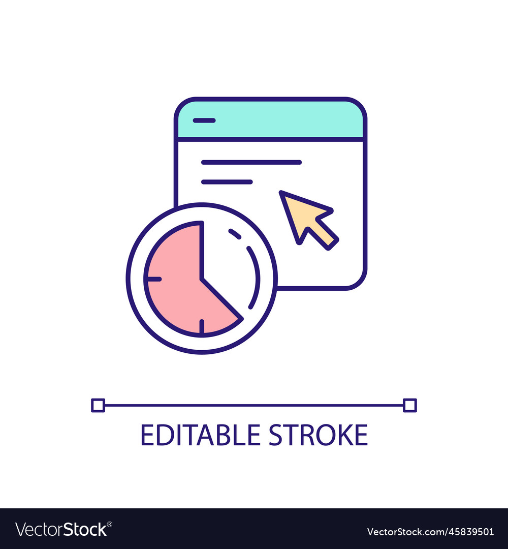 Webpage loading time rgb color icon vector image Webpage loading time rgb color icon