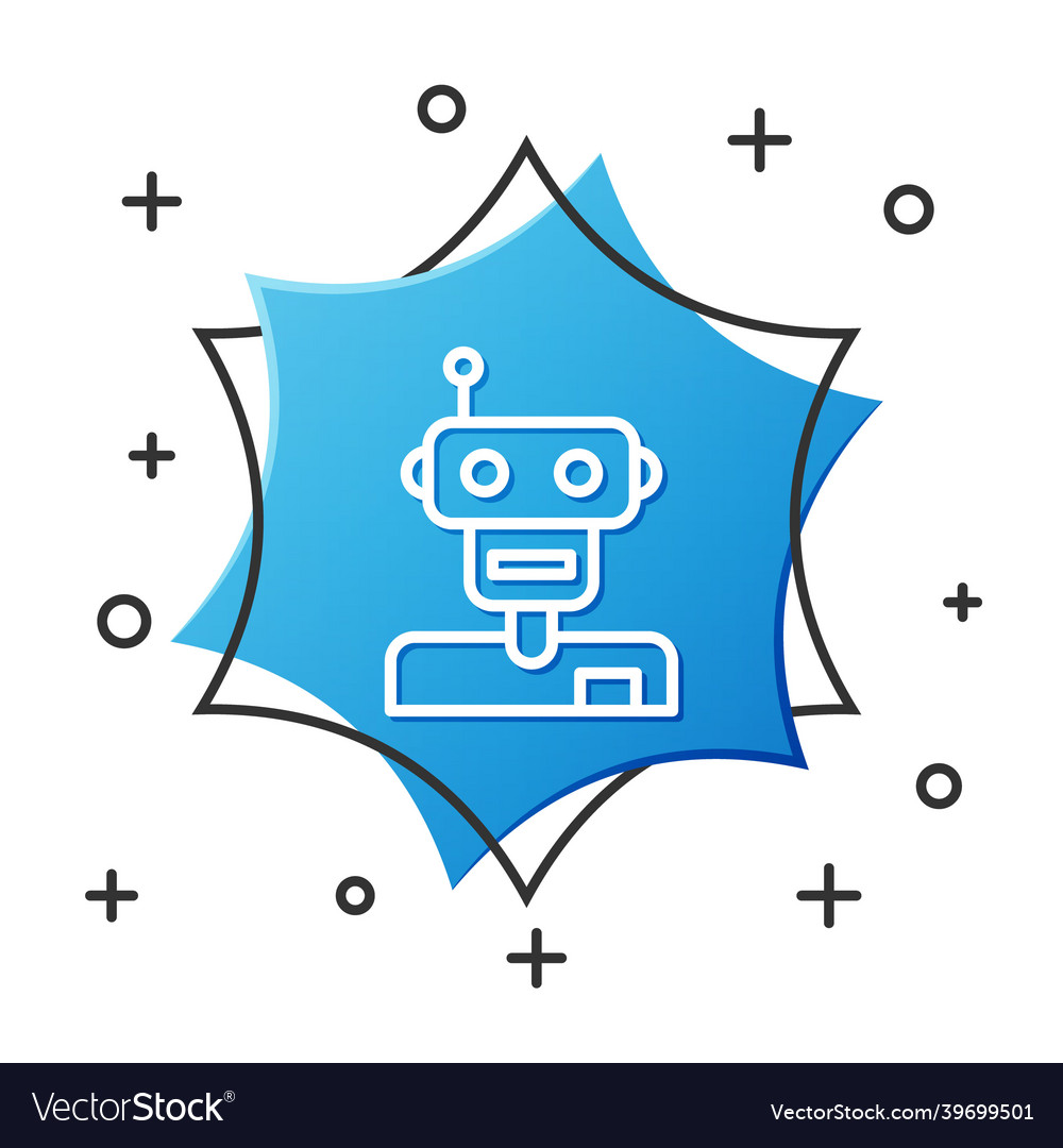 White line robot icon isolated on background vector image White line robot icon isolated on background