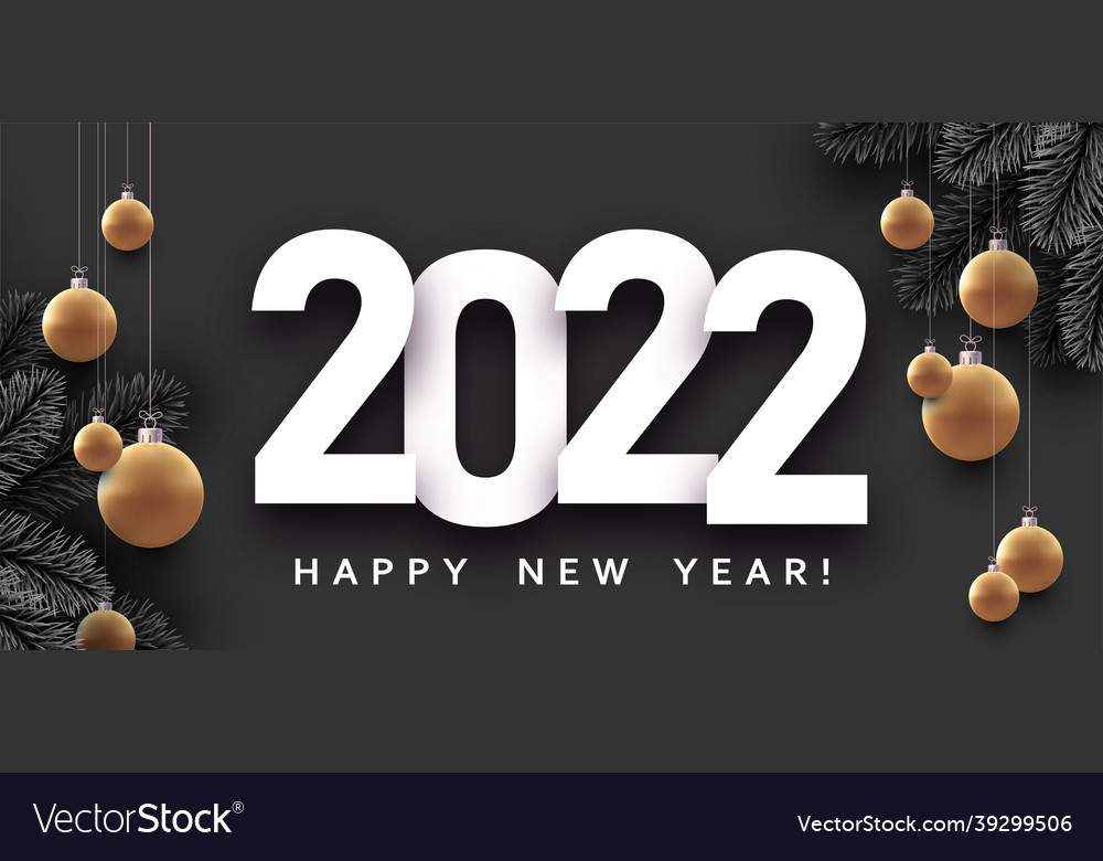 2022 sign with golden christmas bauble Royalty Free Vector