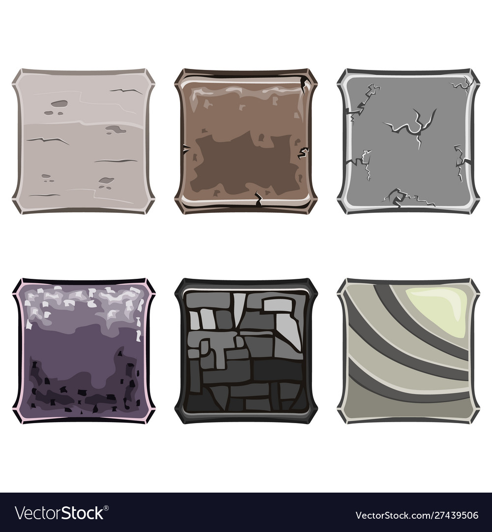 Big set with cartoon stone board ui game vector image Big set with cartoon stone board ui game