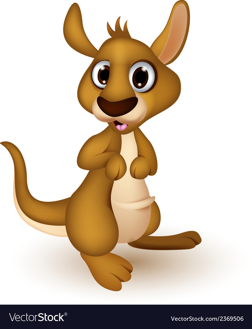 Cute baby kangaroo cartoon Royalty Free Vector Image