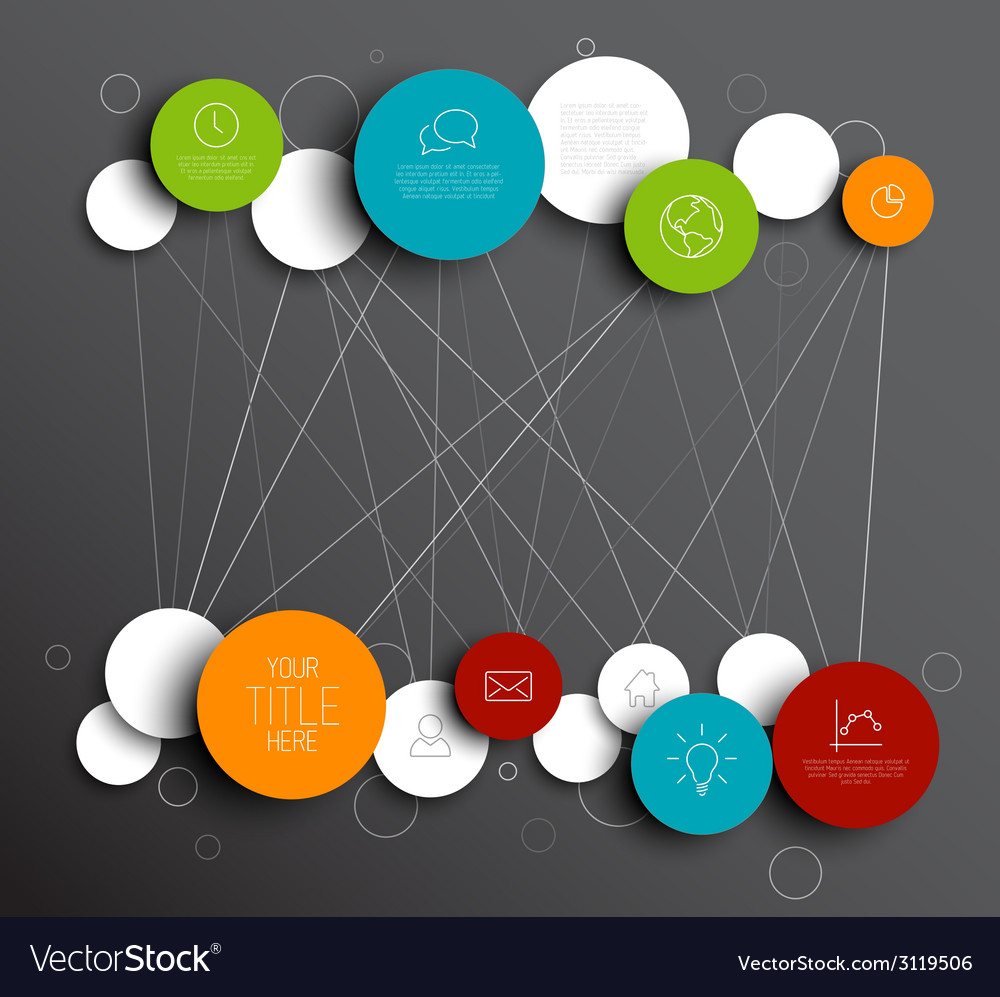 Dark abstract circles infographic network template