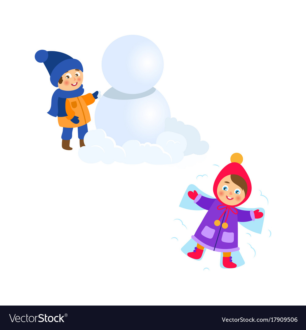 Making snowballs. Зима дети играют в снежки. рисунок человек из снега. play snowballs picture for children. making a snowball.