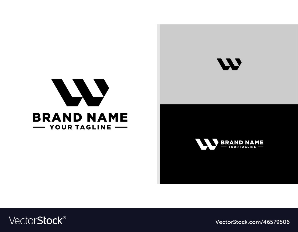 Letter w logo futuristic geometric modern editable