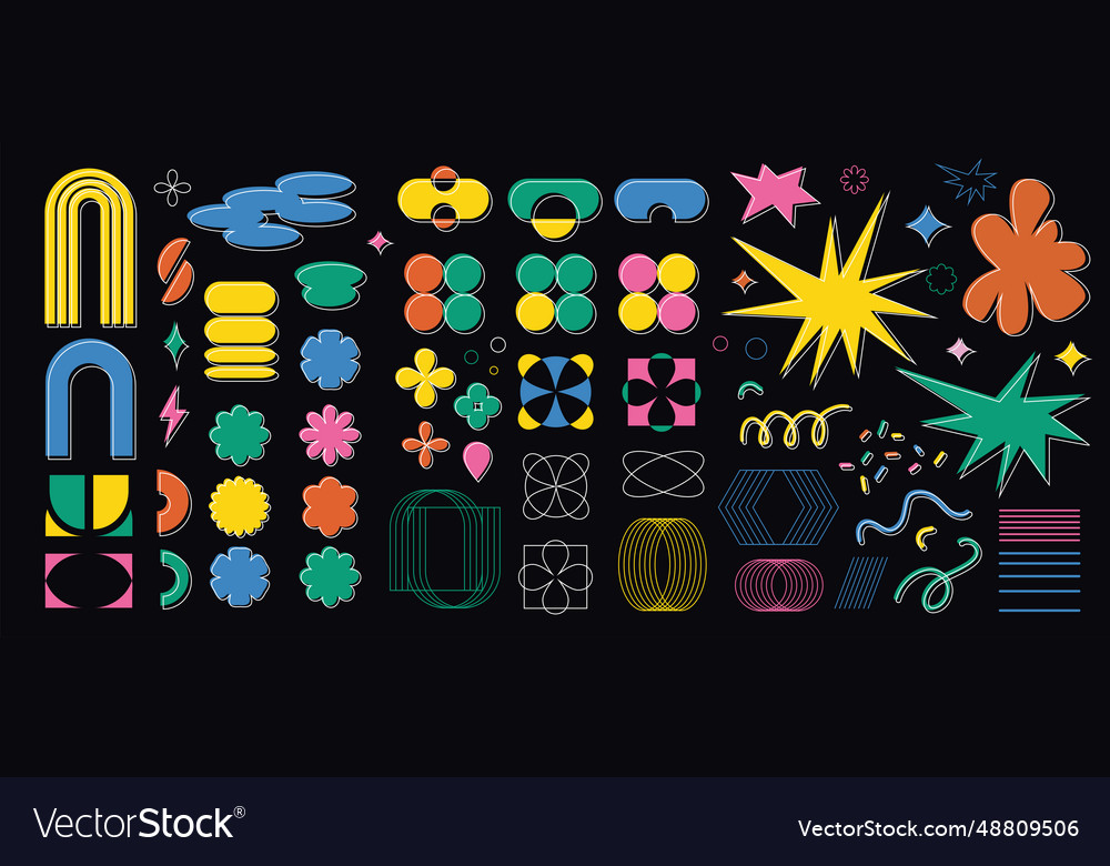 Mega-Set naive groovy flache Formen vector image Mega-Set naive groovy flache Formen
