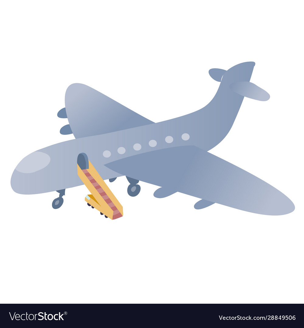 Plane with ladder isolated object on a white vector image Plane with ladder isolated object on a white