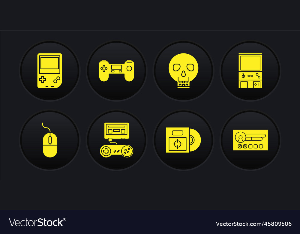 Set computer mouse retro arcade game machine vector image Set computer mouse retro arcade game machine