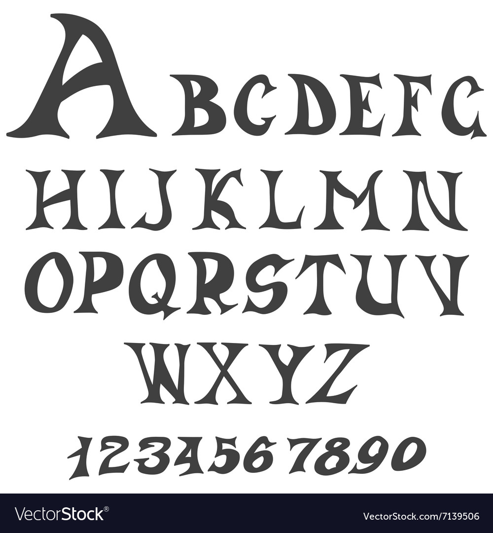 Set of letters and numbers