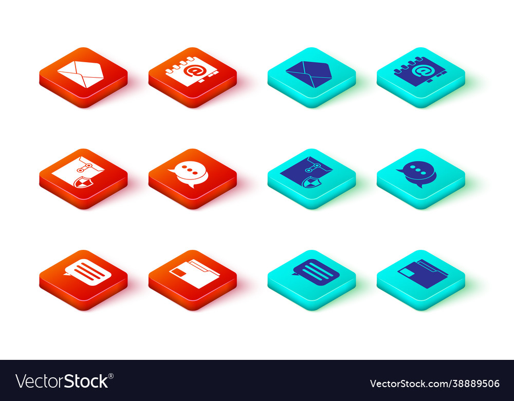 Set speech bubble chat document folder envelope vector image Set speech bubble chat document folder envelope