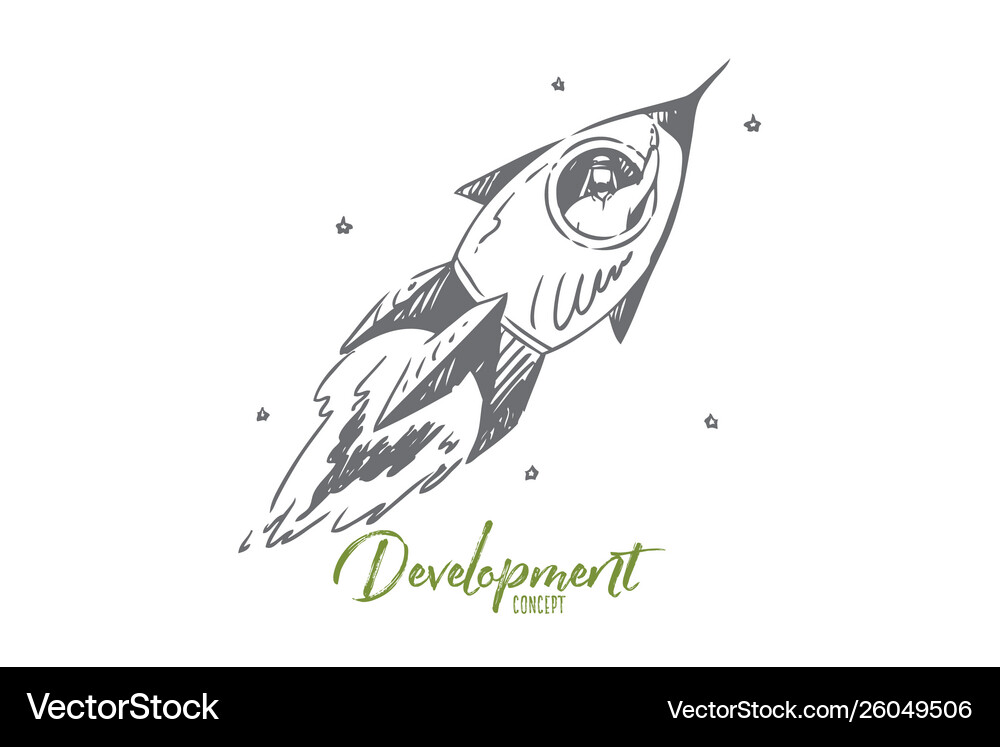 Startup Launch Concept Sketch Isolated Royalty Free Vector