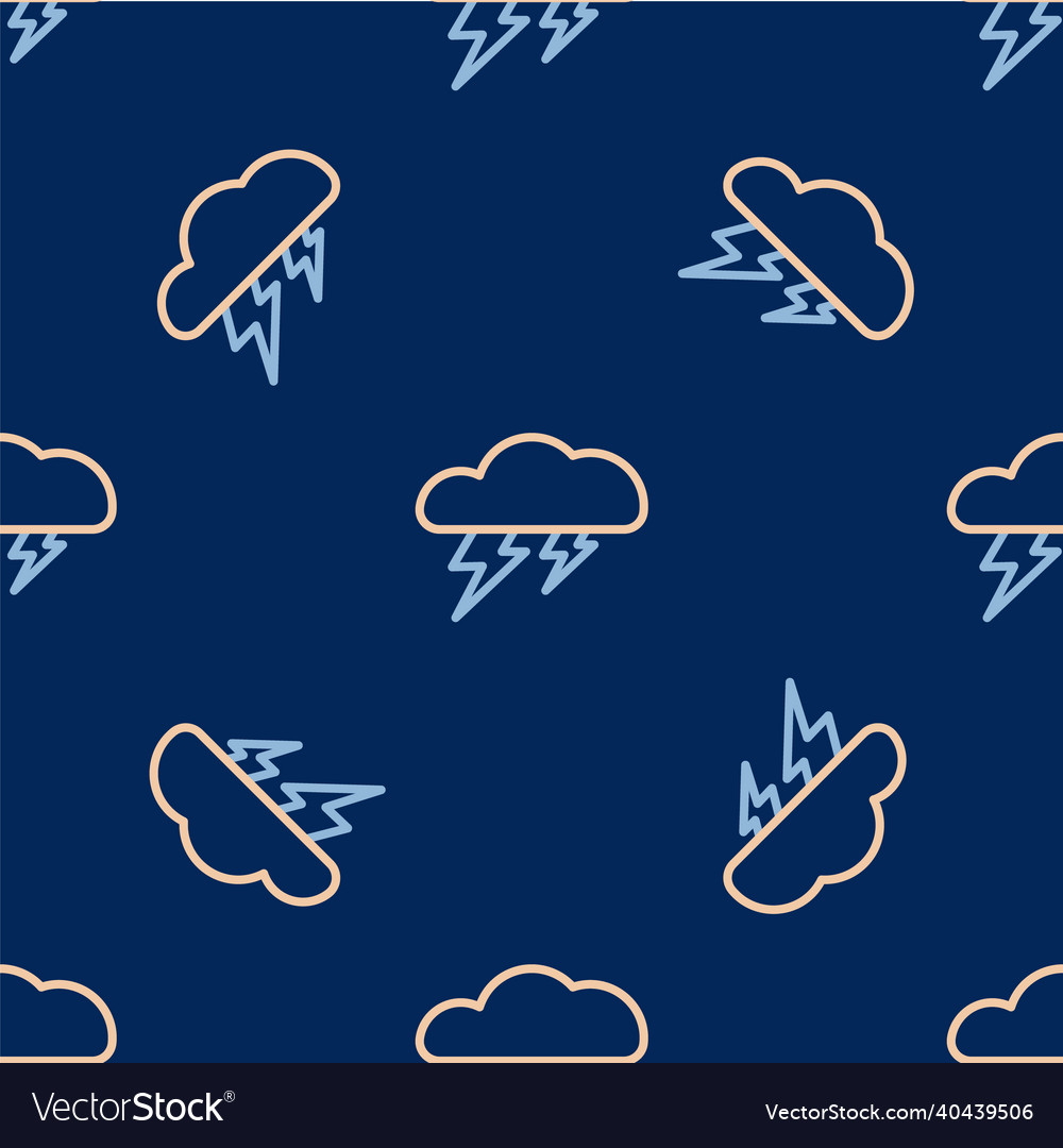 Storm Cloud Lightning Icon - Seamless Pattern