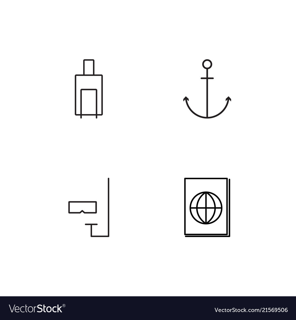 Summer linear icons set simple outline