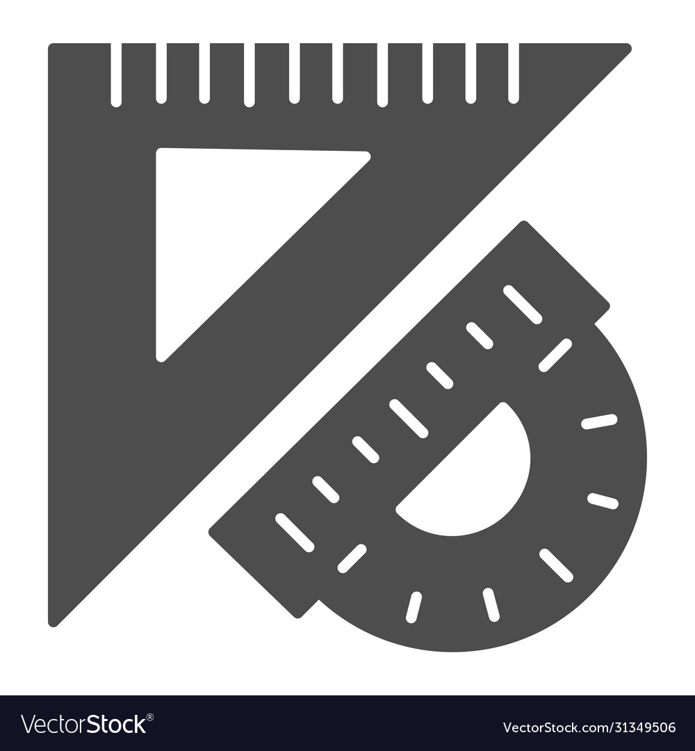 Triangular ruler and protractor solid icon vector image Triangular ruler and protractor solid icon