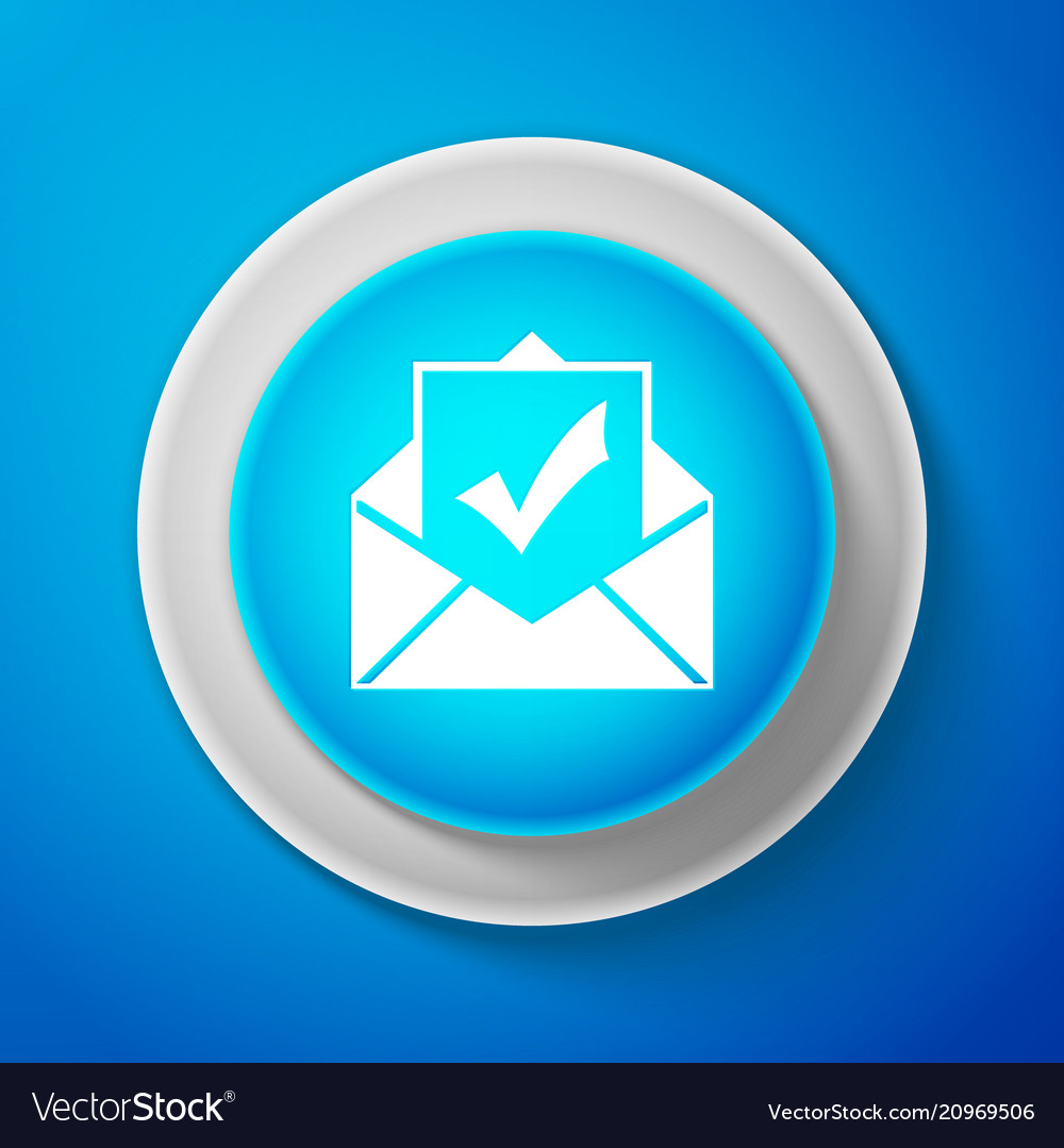 White envelope with document and check mark icon