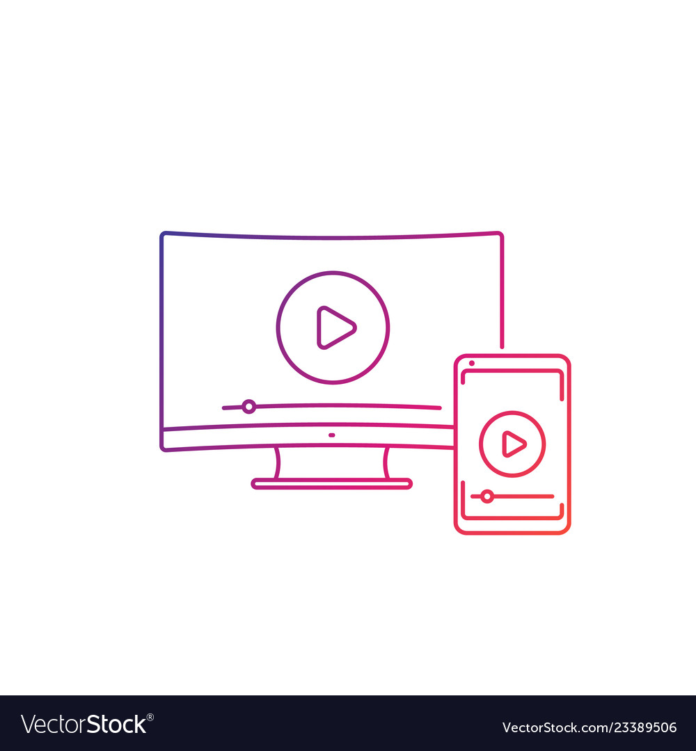 Wireless screen mirroring linear icon on white