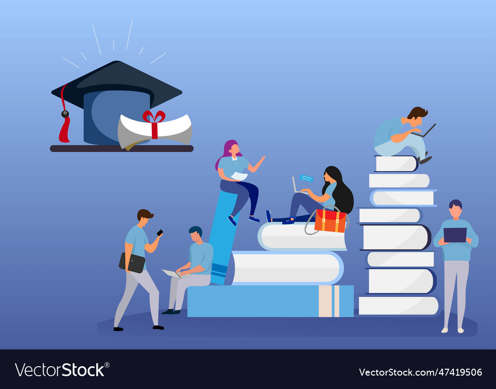 Young students getting knowledge from books Vector Image