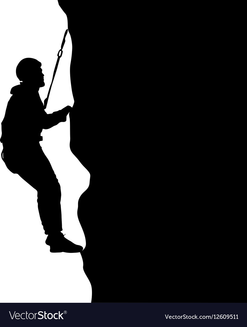 Black silhouette rock climber on white background Vector Image