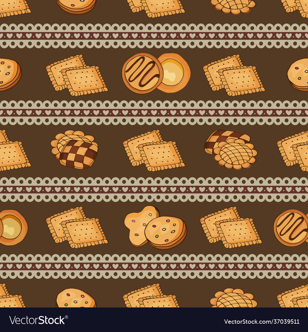 Cookies on a seamless pattern with lace border